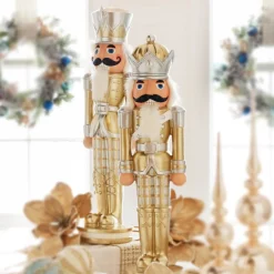 Raz 28.5" Gold Plaid Christmas Nutcracker 4301633