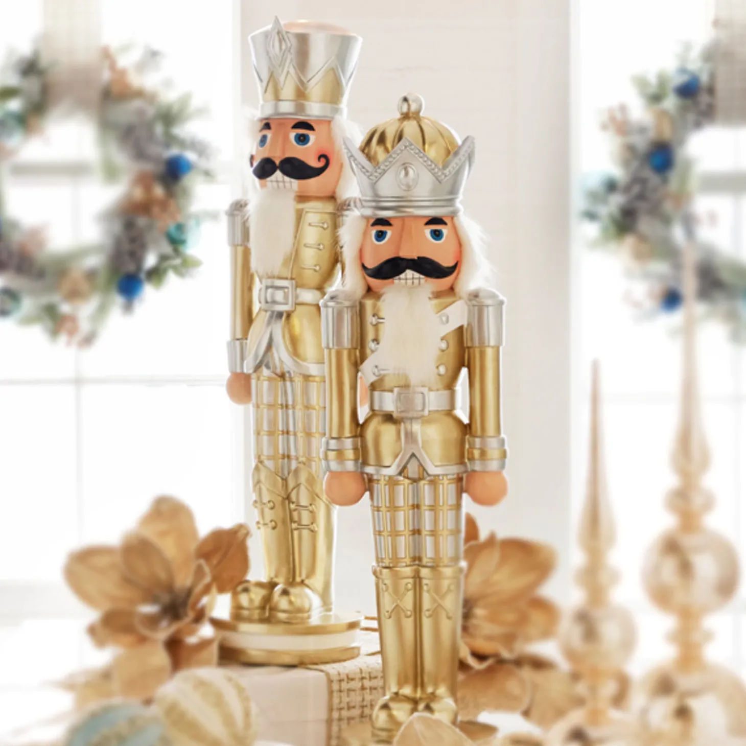 Raz 28.5" Gold Plaid Christmas Nutcracker 4301633