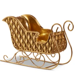 Raz 12" Gold Quilted Sleigh Christmas Figure 4412154