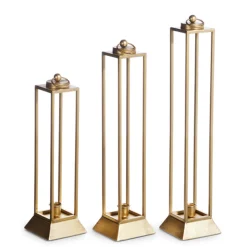 Raz 19" Gold Taper Candle Holder Lanterns Set Of 3 X4428049