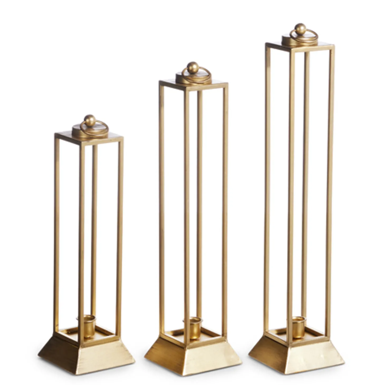 Raz 19" Gold Taper Candle Holder Lanterns Set Of 3 X4428049