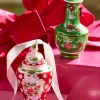 Raz 5" Green And Pink Chinoiserie Jar Glass Christmas Ornament 4352888