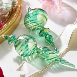 Raz 9" Green Blown Finial Glass Christmas Ornament 4324515