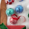 Raz 4" Green, Blue Or Red Iced Ball Glass Christmas Ornament 4324542