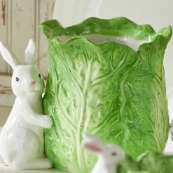Raz 9" Green Cabbage Container With Bunny Easter Decoration 4411108