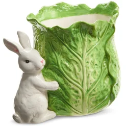 Raz 9" Green Cabbage Container With Bunny Easter Decoration 4411108