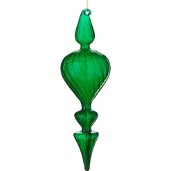 Raz 11.25" Green Finial Glass Christmas Ornament 4122879