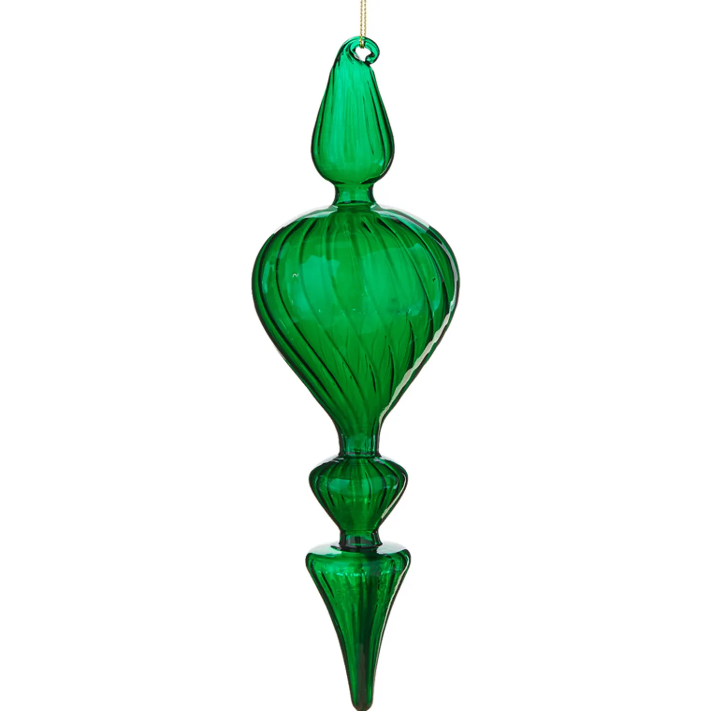 Raz 11.25" Green Finial Glass Christmas Ornament 4122879