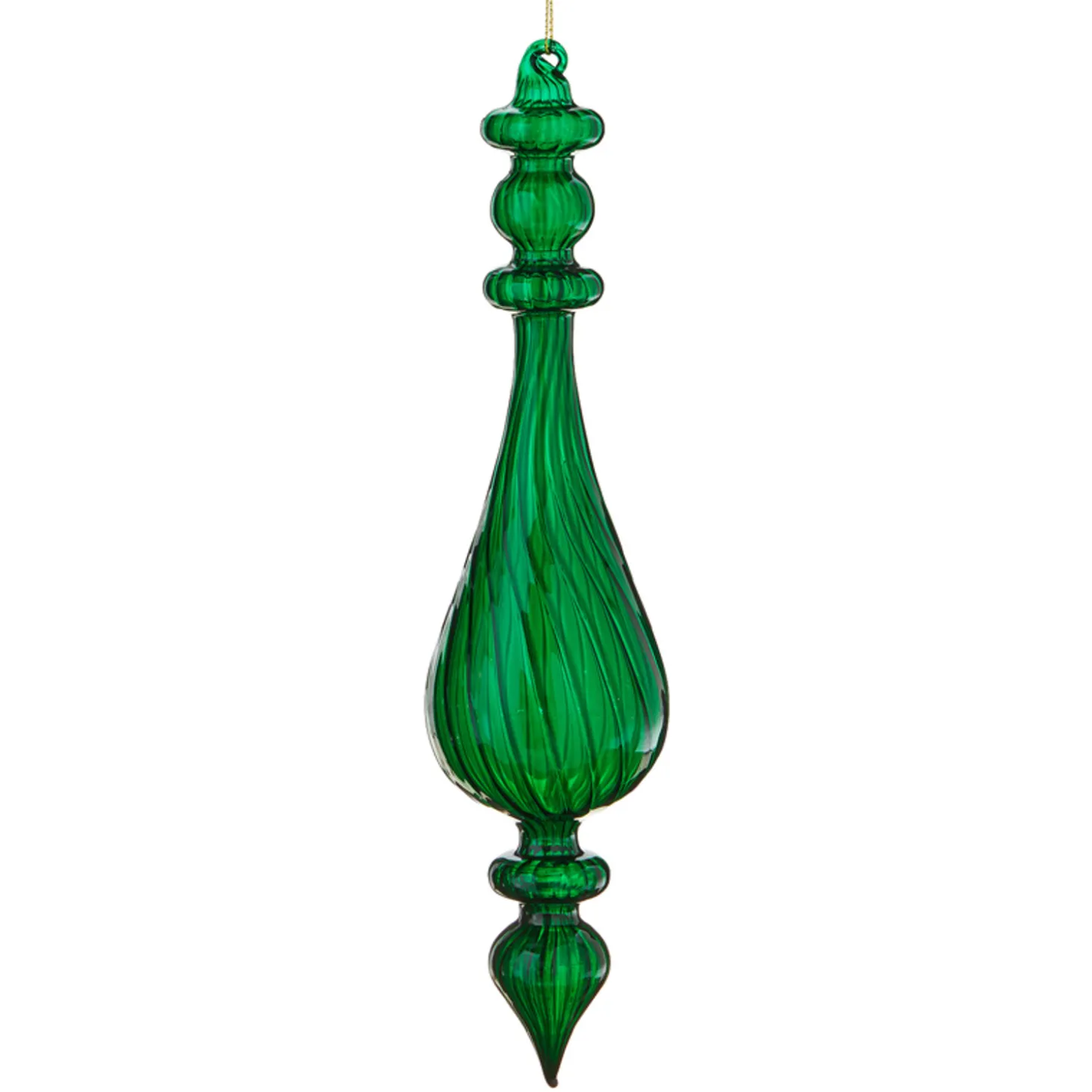 Raz 11.25" Green Finial Glass Christmas Ornament 4122879