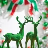 Raz 13" Green Flocked Deer Figures Set Of 2 4432755