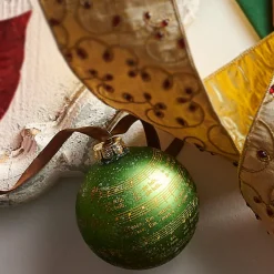 Raz 3" Green Glittered Sheet Music Glass Ball Christmas Ornament 4320916