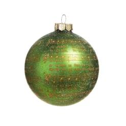 Raz 3" Green Glittered Sheet Music Glass Ball Christmas Ornament 4320916