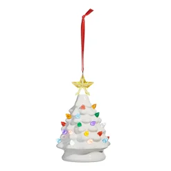 Raz 5.25" Green Or White Lighted Ceramic Tree Christmas Ornament