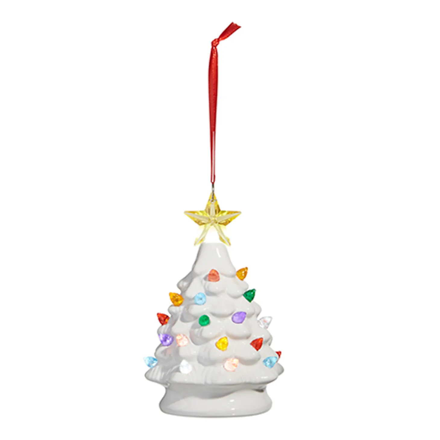 Raz 5.25" Green Or White Lighted Ceramic Tree Christmas Ornament
