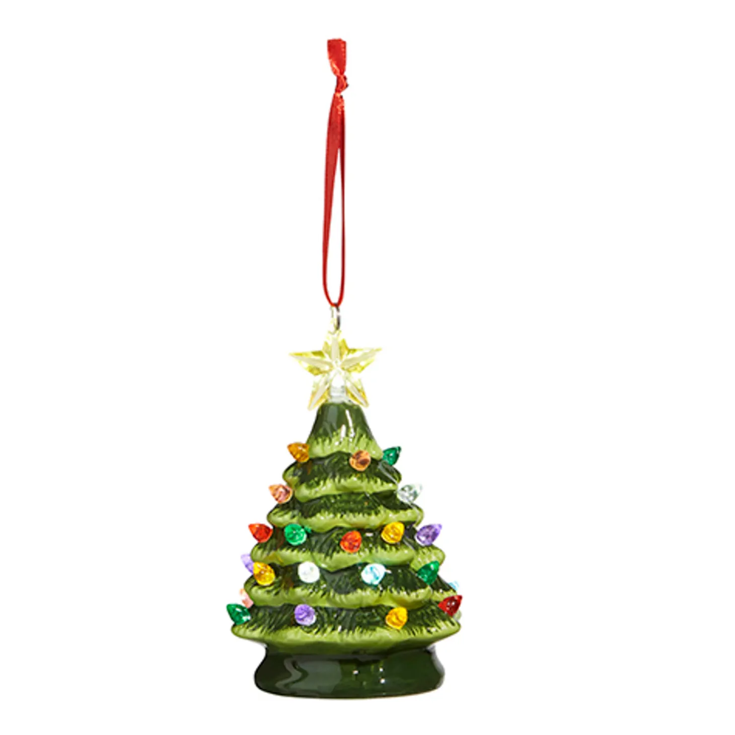 Raz 5.25" Green Or White Lighted Ceramic Tree Christmas Ornament