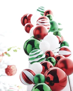 Raz 4' Green, Red, And White Mixed Ball Christmas Garland G4032704