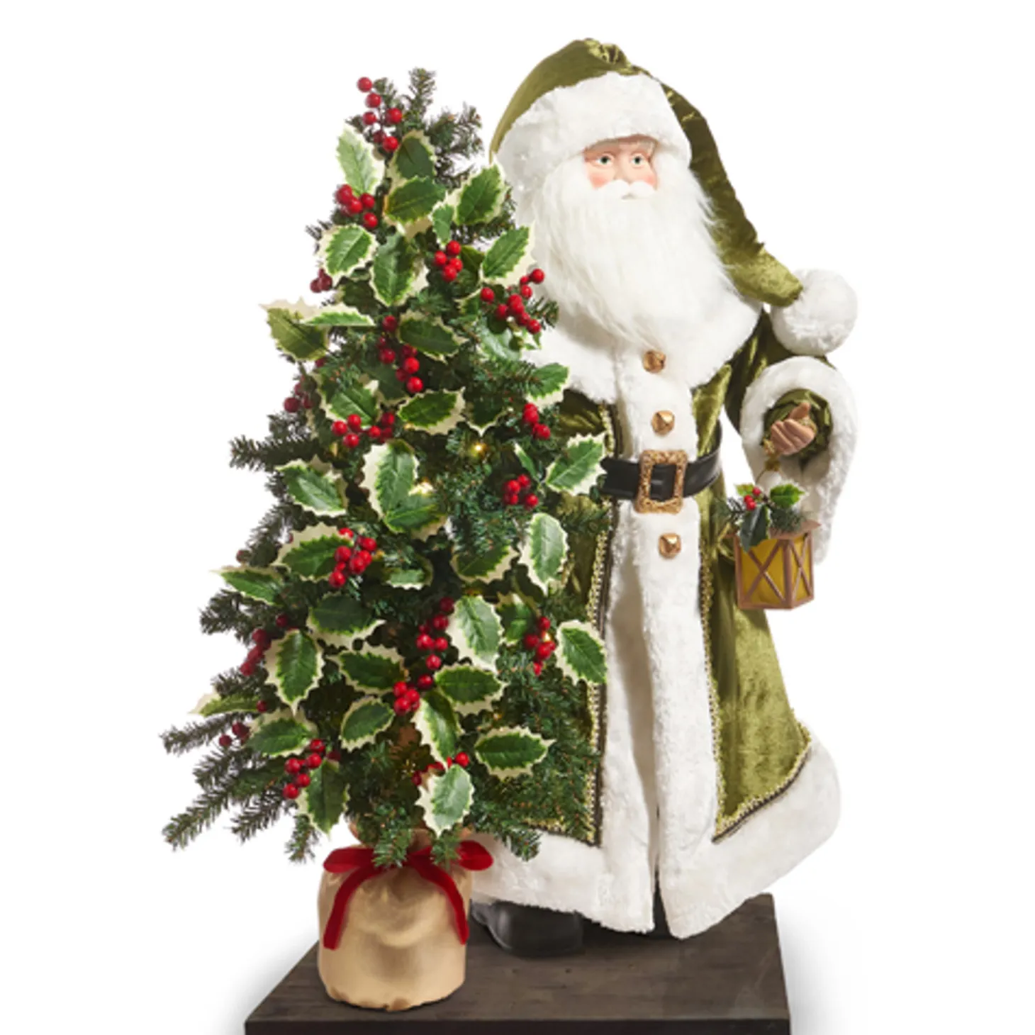 Raz 37" Green Santa With Lighted Tree Christmas Decoration 4415594