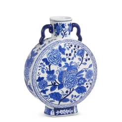 Raz 12.5" Handled Blue And White Delft Floral Vase X4434412