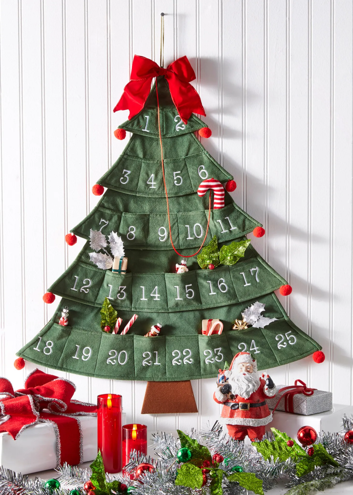 Raz 32" Hanging Christmas Tree Advent Calendar Decoration 4416140