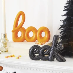Raz 8.75" High Shine Art Word Boo Or Eek Halloween Decoration 4209881