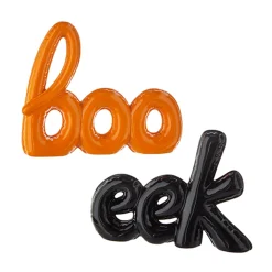 Raz 8.75" High Shine Art Word Boo Or Eek Halloween Decoration 4209881