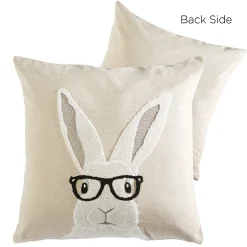 Raz 18" Hipster Bunny With Glasses Easter Throw Pillow 4345517