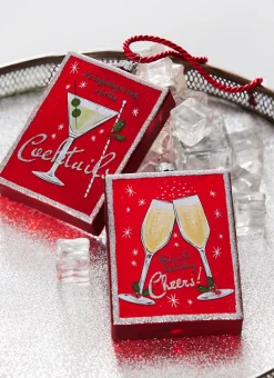 Raz 5" Holiday Cheers And Cocktail Glass Christmas Ornament 4324526