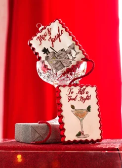 Raz 5" Holiday Cocktails Scalloped Edge Glass Christmas Ornament 4324575