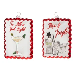 Raz 5" Holiday Cocktails Scalloped Edge Glass Christmas Ornament 4324575