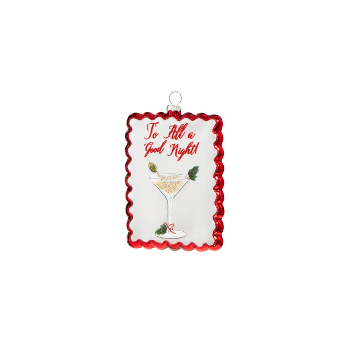 Raz 5" Holiday Cocktails Scalloped Edge Glass Christmas Ornament 4324575