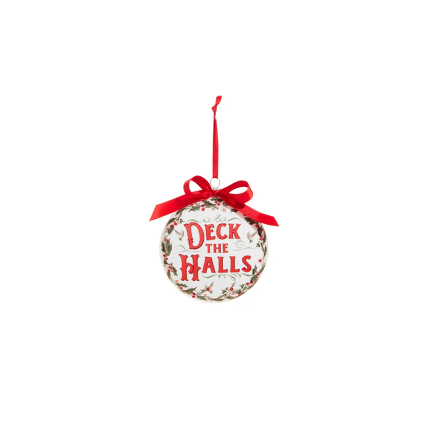 Raz 5" Holiday Greetings Disc Glass Christmas Ornament 4324605