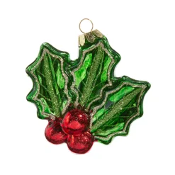 Raz 3.5" Holly Berry Glass Christmas Ornament 4422971