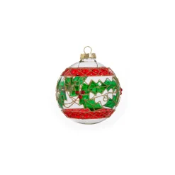 Raz 4" Holly Clear Glass Christmas Ornament 4412518