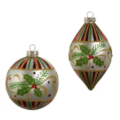 Raz 4" Holly Leaf Glass Christmas Ornament 4424547
