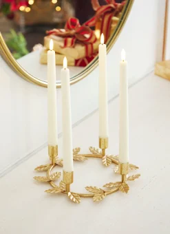 Raz 10" Holly Leaf Taper Candle Holder 4310240
