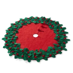 Raz 34" Holly Tree Christmas Tree Skirt 4371825