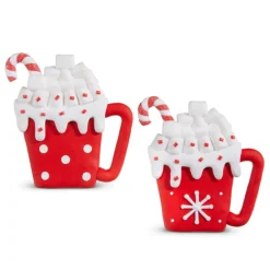 Raz 4.25" Hot Cocoa With Marshmallows Christmas Ornament Set Of 2 4314112