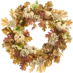 Raz 24" Hydrangea And Pumpkin Fall Wreath W4302318