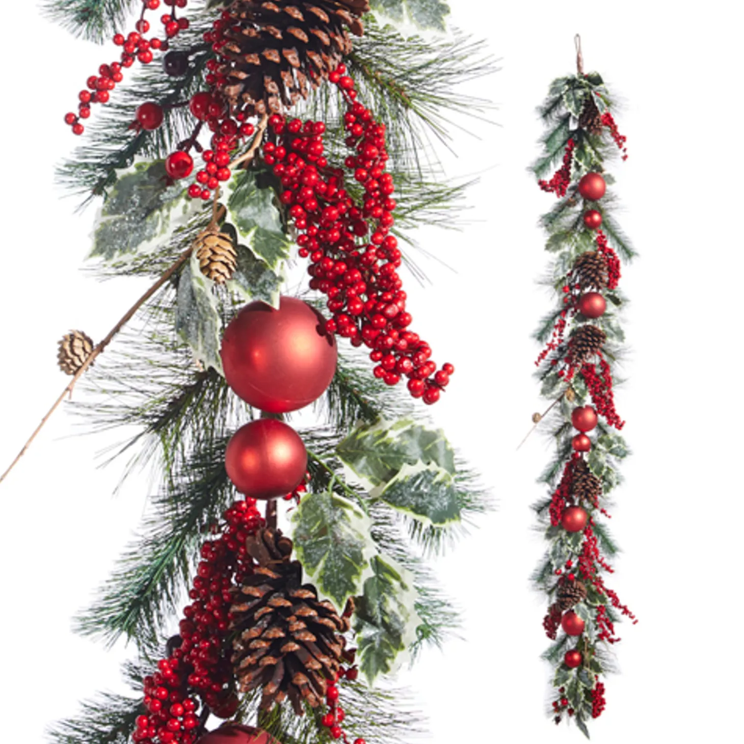 Raz 6' Iced Berry And Ornament Christmas Garland G4302481
