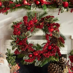 Raz 28" Iced Berry And Ornament Christmas Wreath W4302480