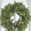 Raz 27" Iced Mixed Greenery, Eucalyptus And Pinecone Christmas Wreath W4102617