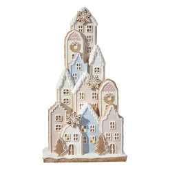 Raz 18.25" Iced Pastel Gingerbread Lighted Village Figure 4110222