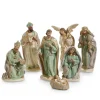 Raz 12" Ivory And Teal Christmas Nativity Scene 7 Piece Set 4457620