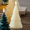 Raz 6" Ivory Christmas Tree Battery Operated Candle With Lighted Flickering Wick 4432919
