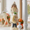 Raz 12" Ivory Gingham Velvet Santa With Stocking Christmas Figure 4419006