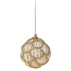Raz 4" Ivory Jeweled Velvet Ball Christmas Ornament 4327300