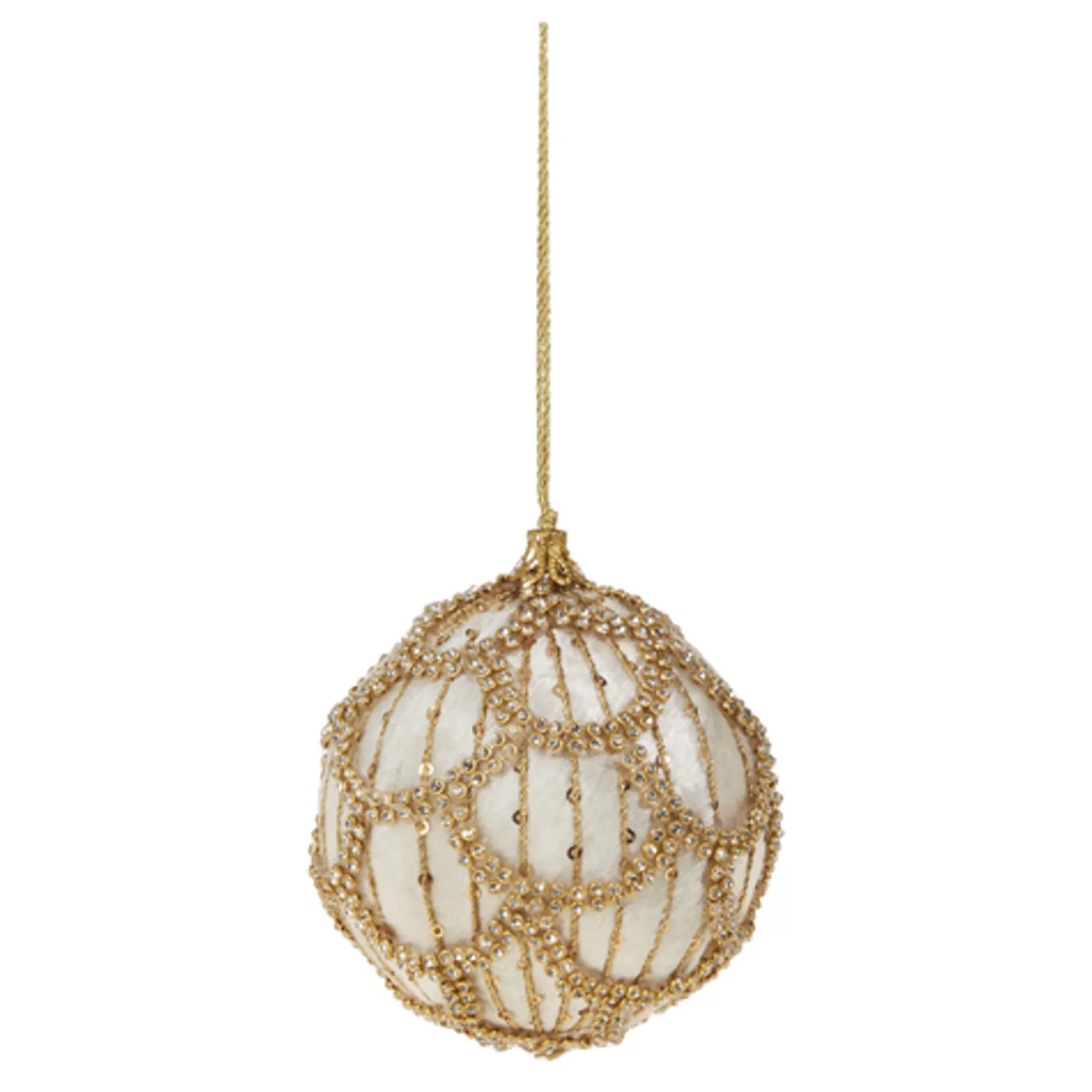 Raz 4" Ivory Jeweled Velvet Ball Christmas Ornament 4327300