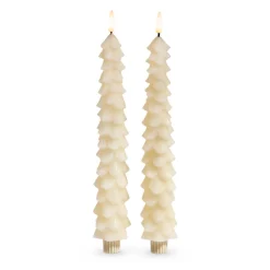 Raz 10.5" Ivory Tree Battery Operated Taper Candle With Lighted Flickering Wick Set Of 2 4432922