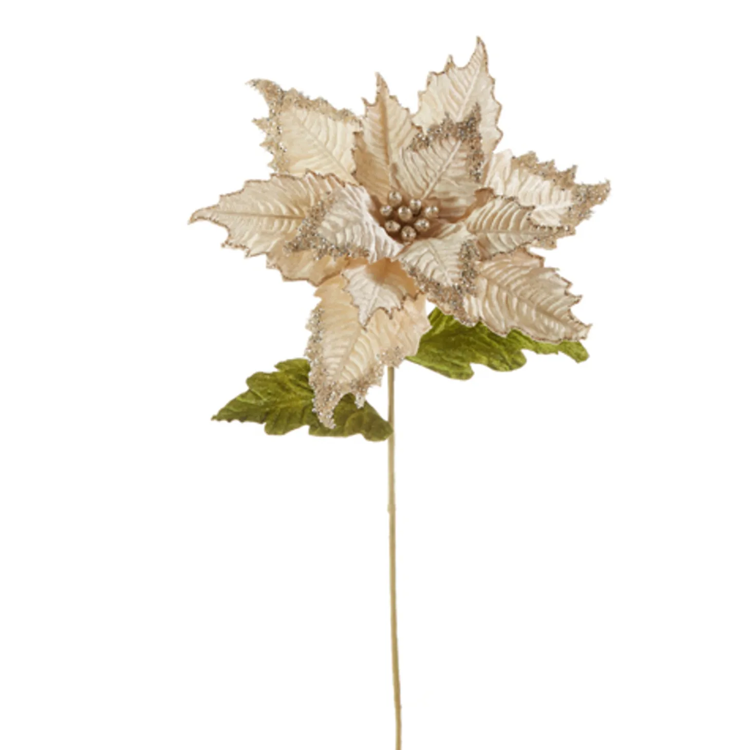 Raz 27" Ivory Velvet Poinsettia Stem Christmas Tree Pick F4306735