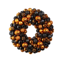 Raz 21" Jack O Lantern And Tinsel Ball Halloween Wreath W4432702